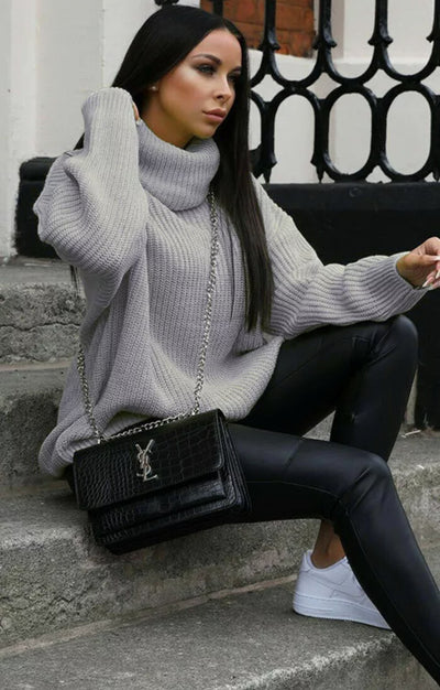 Turtleneck Long Sleeve Sweater Coat Mid-length Sweater