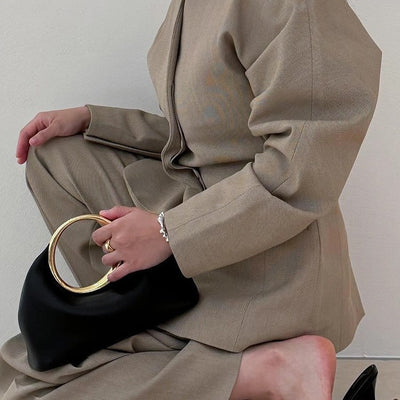 Simple Soft Leather Bag Hand Carrying Ring Hand-carrying