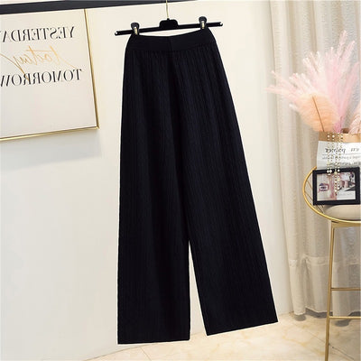 Wide-leg Pants Anti-aging Elegant High Waist Drooping Knitted Trousers
