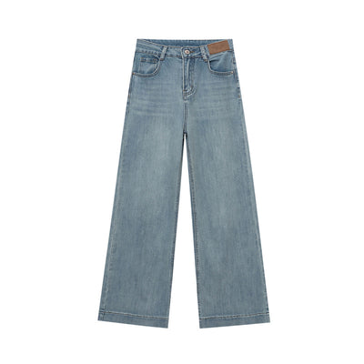 Soft Elastic Washed High Waist Skinny Loose Wide Leg Jeans