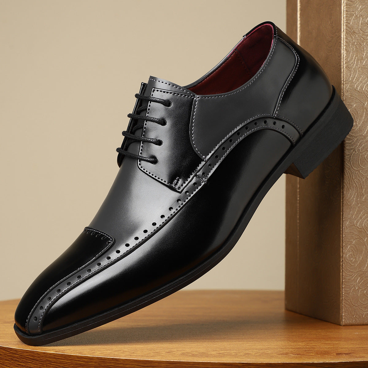 Men's Trendy Non-slip Breathable Leather Shoes Color Matching Business