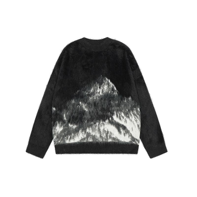 Heavy American Retro Furry Round Neck Sweater