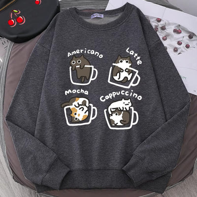 Coffee Cat Cute Personality Hoodie