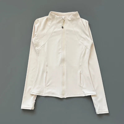 Quick Dry Stand Up Collar Fitness Jacket For Women Slim-Fit Zipper