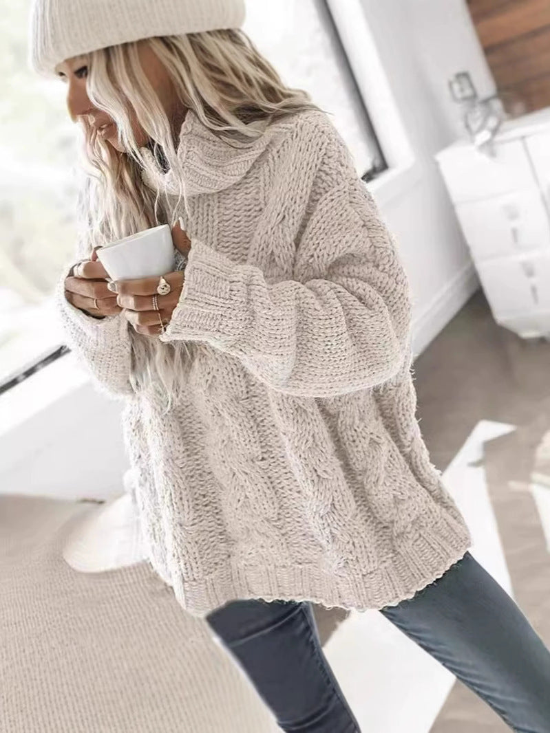 Pullover Sweater Long Sleeve Loose High Collar