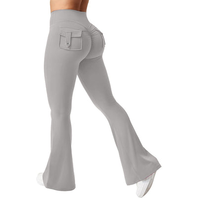 Yoga Peach Hip Pocket Flared Pants For Quick Drying And Abdominal Compression, Small Sexy Pants