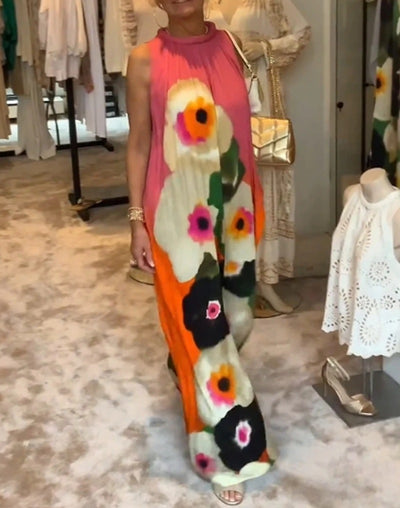Round Neck Printing Dress Women