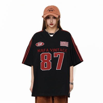 Fashion Numbers Printed Cotton T-shirt Men