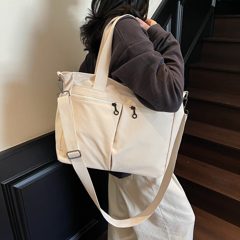 Solid Color Casual Portable Messenger Bag Large Capacity