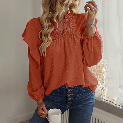 Spring And Summer Ruffled Lantern Sleeves Lace Stitching Coat