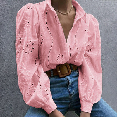 Casual Loose Fashion Hollowed-out Puff Sleeve Cardigan Top Women's Clothing