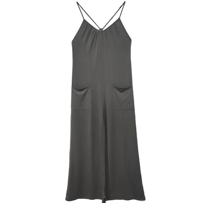 Ladies' Solid Color Chest Pleated Design Cross Suspender Sexy Jumpsuit
