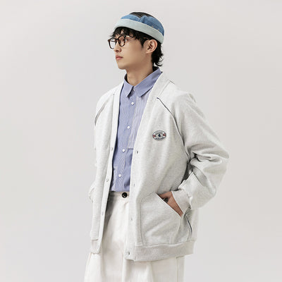 Retro Solid Color Cardigan Sweater For Men