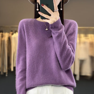 Women's Round Neck Sweater Loose Knitted Bottoming Sweater