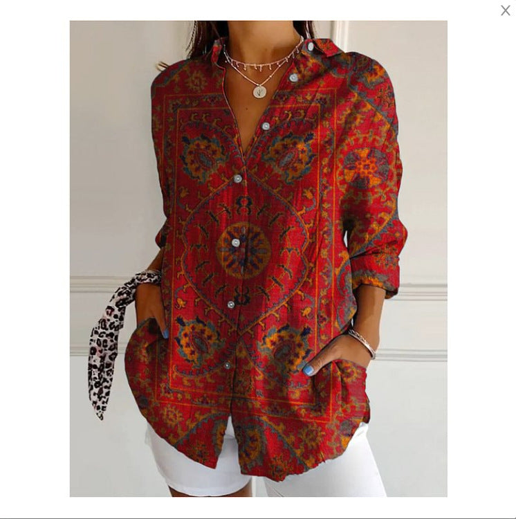 New Women's Long Sleeved Shirt For Summer Fashion, 3D Printed Shirt With Floral Pattern