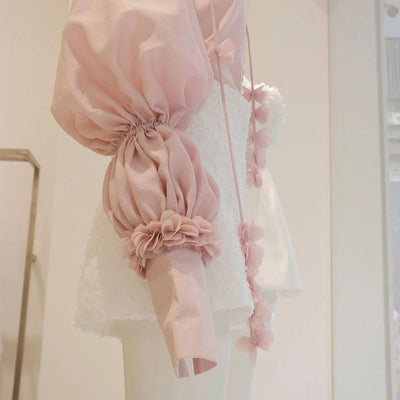 Shirt Three-dimensional Flower Shorts Set For Women
