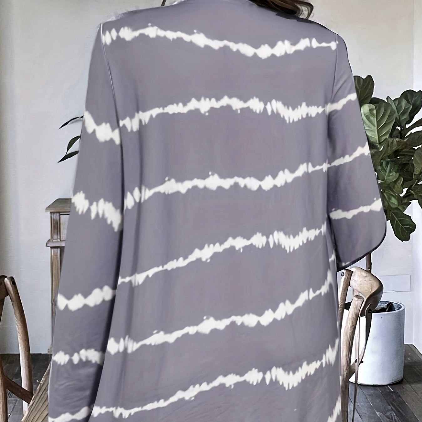 Ladies' Printed Buttonless Open Top Fashionable Versatile Vacation Jacket Top