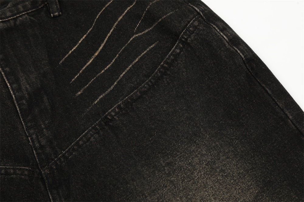 Retro Washing Gradient Worn Jeans Men