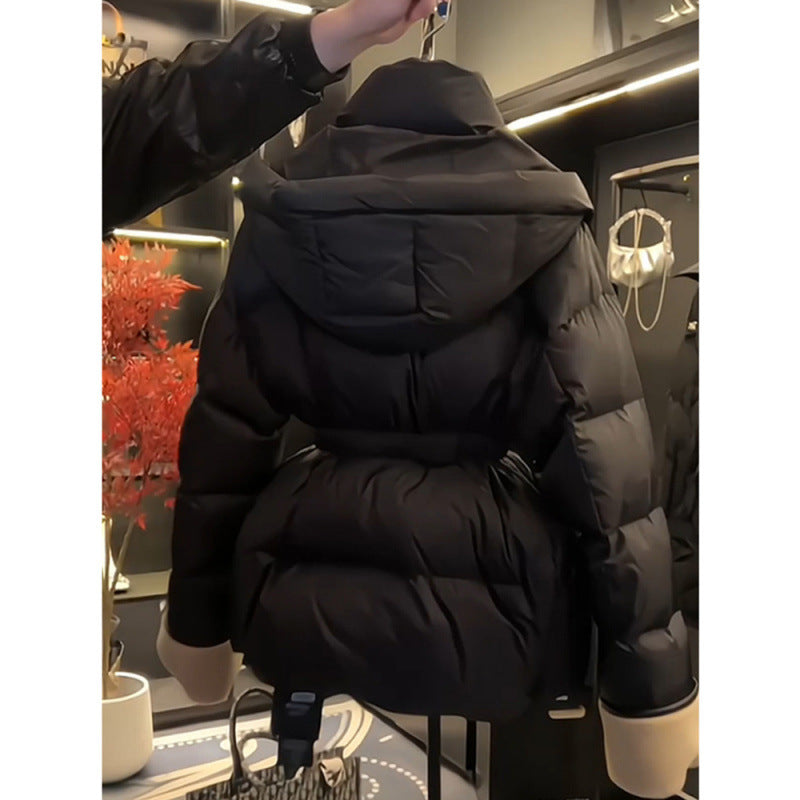 Women's Fashion Black Pure Cotton Coat