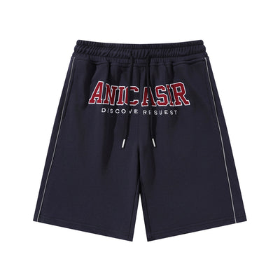 Letter Embroidery Loose Short Sweatpants Men