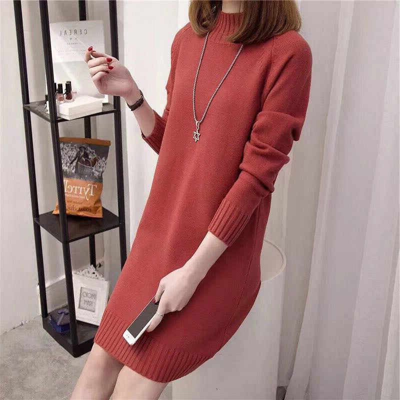 Loose Mid-length Women's Knitted Dress