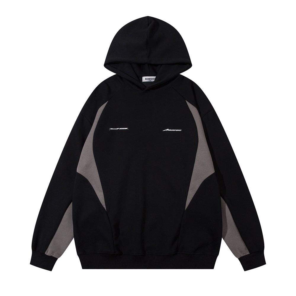 Stitching Contrast Color Hooded Sweatshirt Men