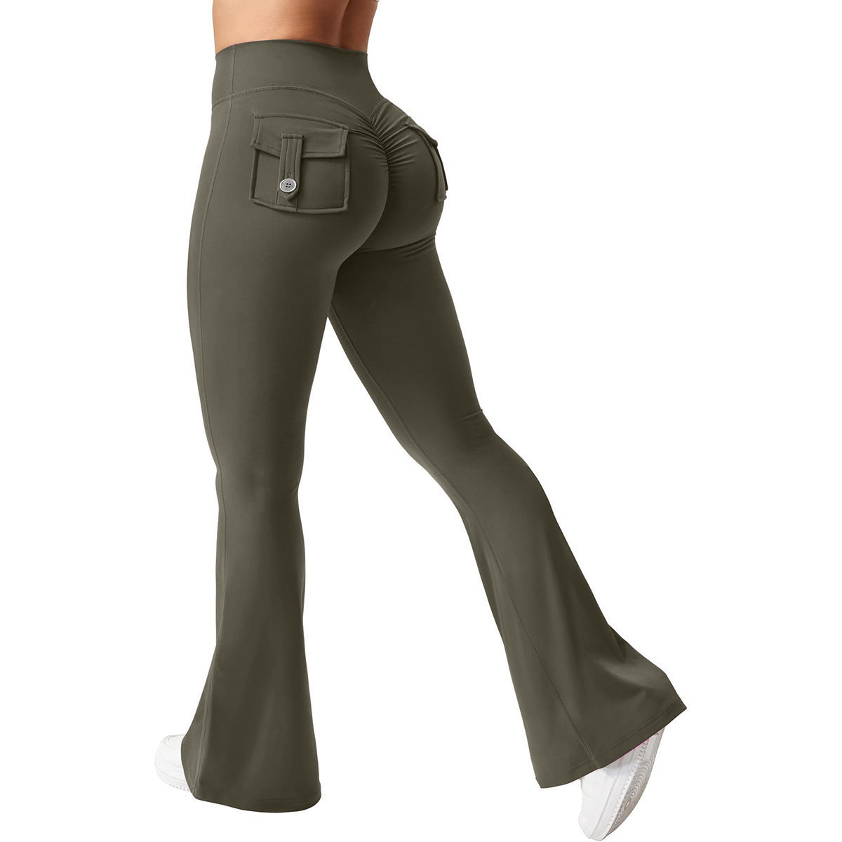 Yoga Peach Hip Pocket Flared Pants For Quick Drying And Abdominal Compression, Small Sexy Pants