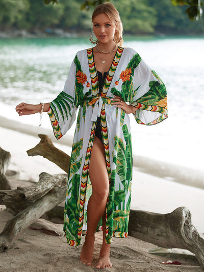 New Rayon Printed Beach Sun Protection Outerwear Cover-up Women