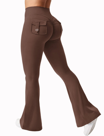 Yoga Peach Hip Pocket Flared Pants For Quick Drying And Abdominal Compression, Small Sexy Pants