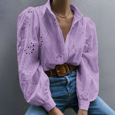 Casual Loose Fashion Hollowed-out Puff Sleeve Cardigan Top Women's Clothing