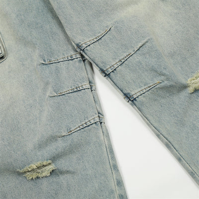 Fashion Washing Hole Cargo Jeans Men