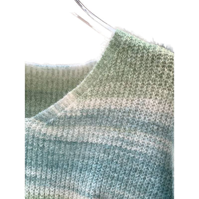 Dopamine Color Stripes Collar Sweater Women
