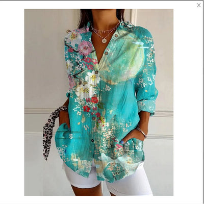 New Women's Long Sleeved Shirt For Summer Fashion, 3D Printed Shirt With Floral Pattern
