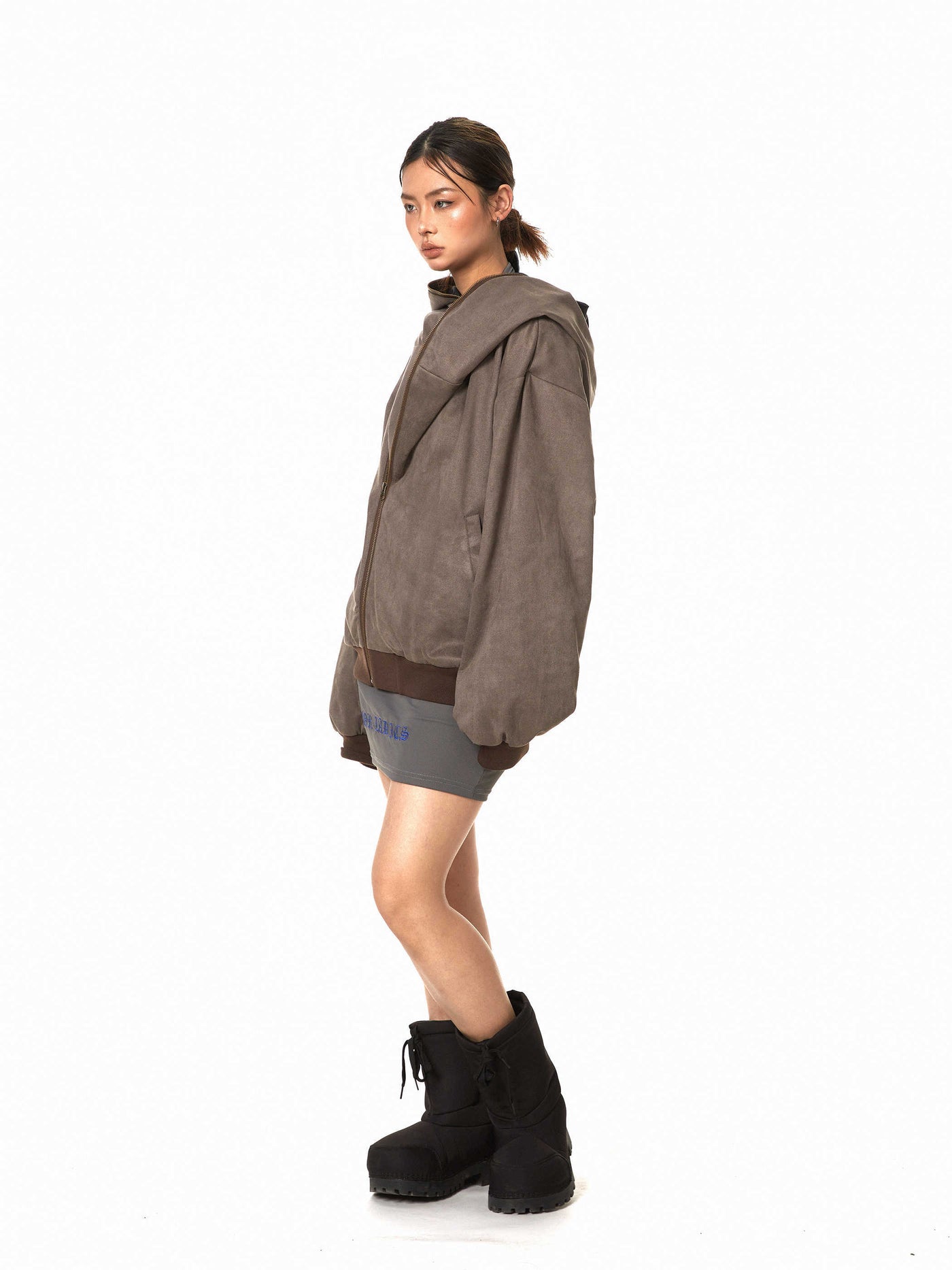 Cardigan Oblique Zipper Sweater Deconstructed Hooded Women's Coat