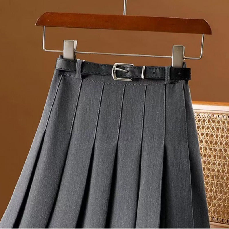 Gray Mid-length Suit Skirt For Women