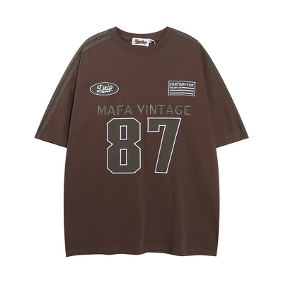 Fashion Numbers Printed Cotton T-shirt Men