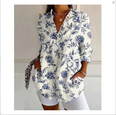 New Women's Long Sleeved Shirt For Summer Fashion, 3D Printed Shirt With Floral Pattern