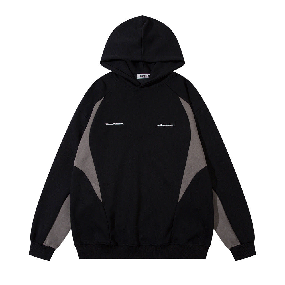 Stitching Contrast Color Hooded Sweatshirt Men