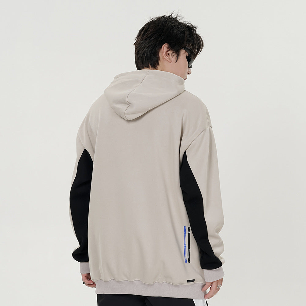 Stitching Contrast Color Hooded Sweatshirt Men
