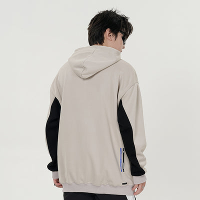 Stitching Contrast Color Hooded Sweatshirt Men