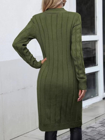 European And American Fashion Outerwear Cardigan Sweater Women's Mid-length Casual V-neck Coat
