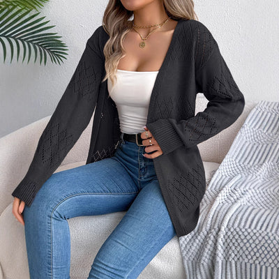 Hollow-out Lantern Long Sleeve Cardigan