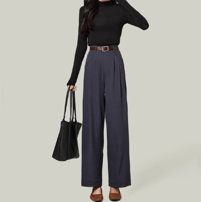 Small Women's Autumn Slim Drape Wide-leg Pants