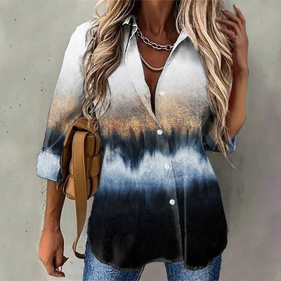 Spring NEW Long Sleeve Lapel Print Women's Shirt