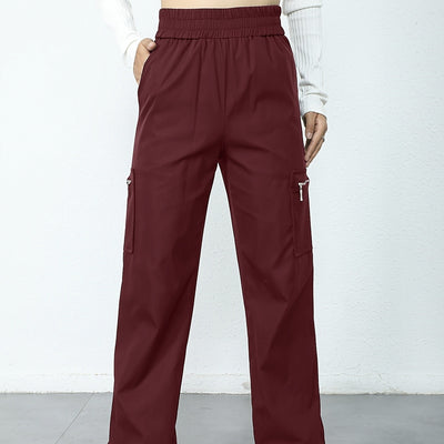 Ladies' Fashionable Street Solid Color Casual Straight Leg Work Pants