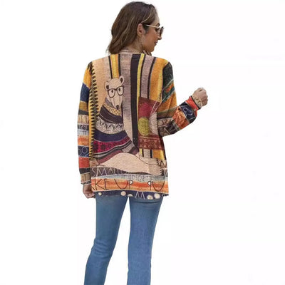 Women's Pullover Leisure Loose Long Sleeve Bear Sweater