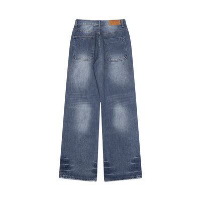 Fashion Embroidered Patch Loose Jeans Men