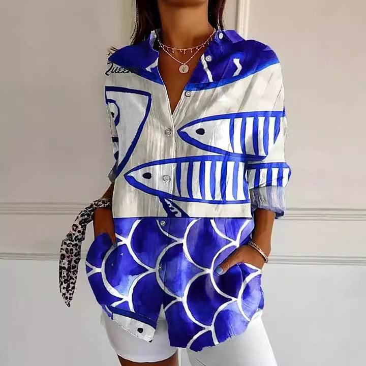 Women's Long Shirt Summer European And American Trendy Long-sleeve