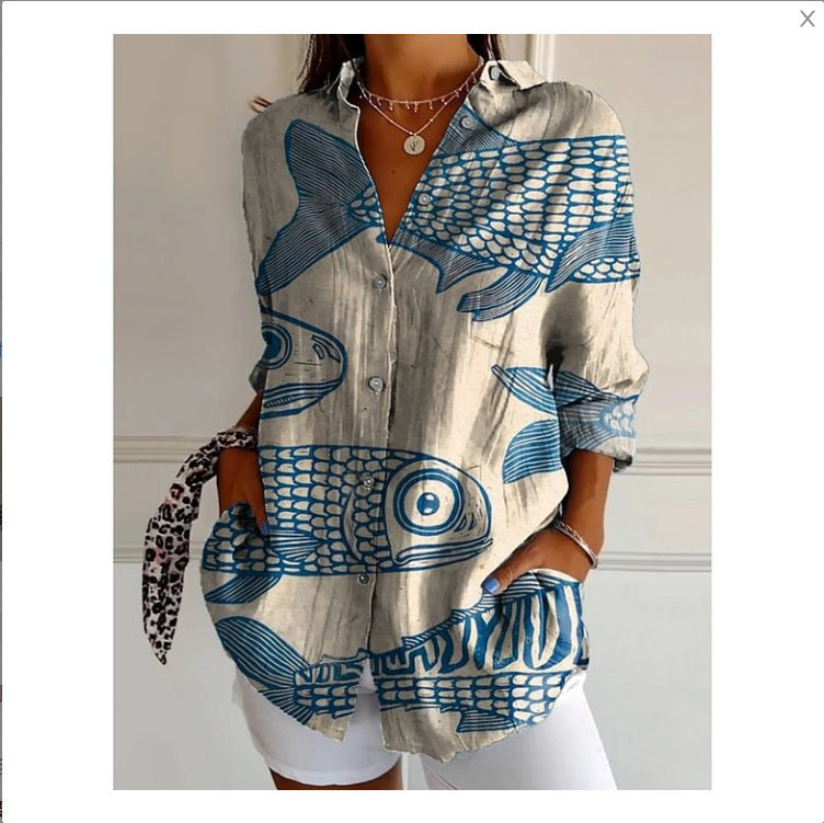 New Women's Long Sleeved Shirt For Summer Fashion, 3D Printed Shirt With Floral Pattern
