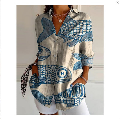 New Women's Long Sleeved Shirt For Summer Fashion, 3D Printed Shirt With Floral Pattern